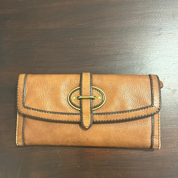 Fossil Vintage Leather Clutch Tan Billfold Card Wallet - Picture 1 of 16